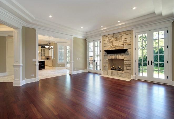 newly installed oak hardwood flooring in a living room